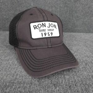 Ron Jon Surf Shop Hat Cap Strap Back Trucker Gray Black Surfboard Surfer Men